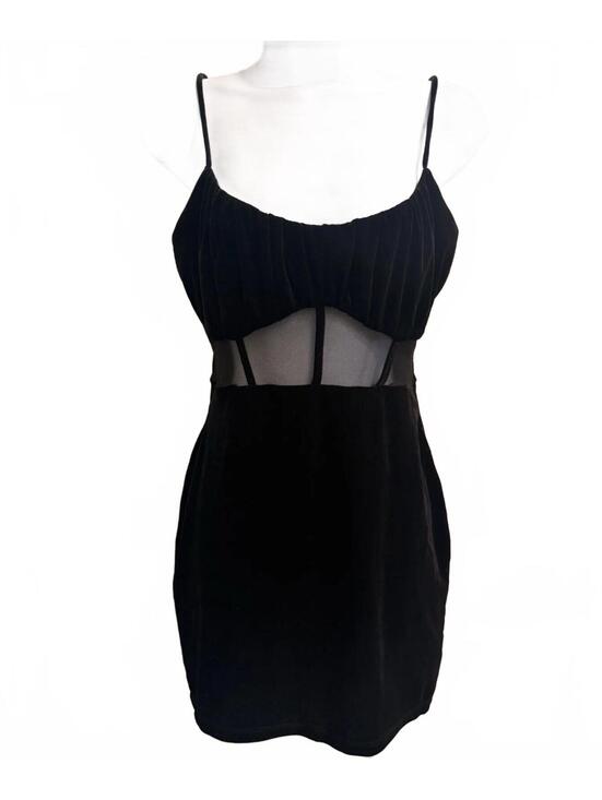 Windsor Dresses & Skirts - Windsor Black Spaghetti Strap Mesh Cutout Mini Dress Size M